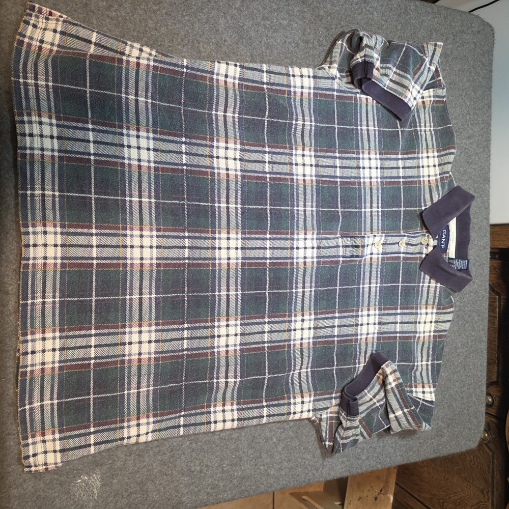 vintage Gant plaid polo shirt Large B2